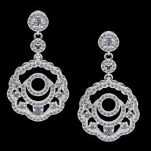 1.85 Ctw VS/SI1 Diamond 14K White Gold Dangling Earrings (ALL DIAMOND ARE LAB GROWN )