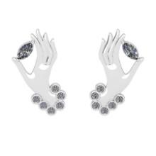 0.65 Ctw VS/SI1 Diamond 14K White Gold Antique style Earrings (ALL DIAMOND ARE LAB GROWN )