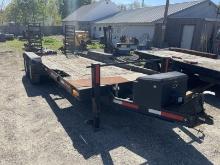 18' x 6'10" Tandem Axle Wood Deck Trailer with 2 Ramps, Brakes, Ball Hitch and Landing Gear (NO