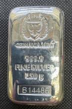 Germania Mint 250 Gram 999 Fine Silver Bar