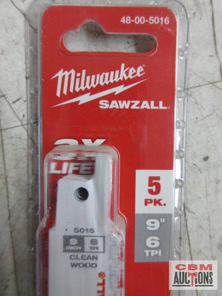 Milwaukee 48-00-5035 6" Sawzall Blades 5 TPI Nail Embedded Wood... Milwaukee 48-00-5041 4 Wood