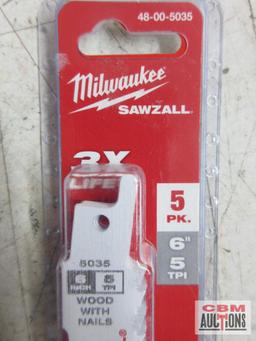 Milwaukee 48-00-5035 6" Sawzall Blades 5 TPI Nail Embedded Wood... Milwaukee 48-00-5041 4 Wood