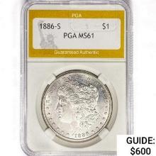 1886-S Morgan Silver Dollar PGA MS61