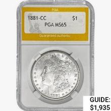 1881-CC Morgan Silver Dollar PGA MS65