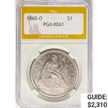 1860-O Morgan Silver Dollar PGA MS61