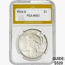 1934-D Silver Peace Dollar PGA MS63