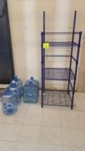 WIRE RACK BLUE 24" X 24" X 68" WITH 5 WATER JUGS