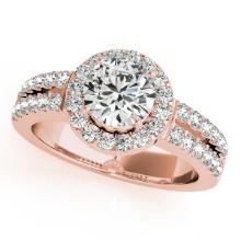 Certified 1.15 Ctw SI2/I1 Diamond 14K Rose Gold Engagement Halo Ring