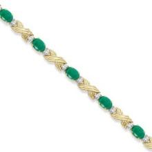 Emerald and Diamond XOXO Link Bracelet in 14k Yellow Gold 6.65ctw