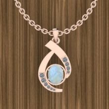 Certified 0.40 Ctw Rainbow And Diamond I1/I2 14K Rose Gold Victorian Style Pendant Necklace