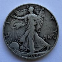 1939 WALKING LIBERTY HALF DOLLAR COIN