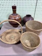 LOCAL PICKUP ONLY Southwest Pottery and Baskets 5 items in lot No Shipping for this item