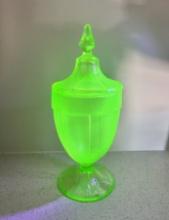 Antique Uranium Vaseline Candy Jar