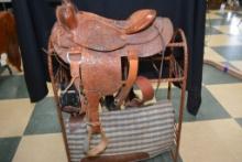 Big Horn Tooled Western Saddle, 14-15" Seat