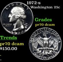 Proof 1972-s Washington Quarter 25c Graded pr70 dcam By SEGS