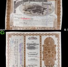 1917 250 Shares Stock Certificate Golden Cycle Mining & Reduction Co Grades