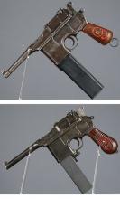 Two German Mauser C96 Broomhandle Semi-Automatic Pistols