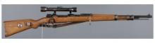 World War II German Mauser 98 Bolt Action Rifle with Scope