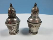 Pair Sterling Silver Salt & Pepper 3" Shakers Weighted Base