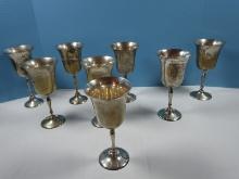 Set of 8 Leonard Silverplate Stem Goblets 7 3/4"