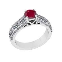 1.91 Ctw VS/SI1 Ruby and Diamond 14K White Gold Engagement Ring(ALL DIAMOND ARE LAB GROWN)