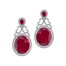 3.50 Ctw VS/SI1Ruby and Diamond 14K White Gold Earrings (ALL DIAMONDS ARE LAB GROWN)