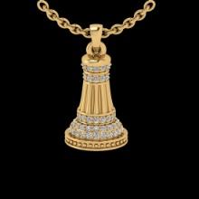 0.38 Ctw VS/SI1 Diamond 14K Yellow Gold Chess theme Necklace (ALL DIAMOND ARE LAB GROWN )