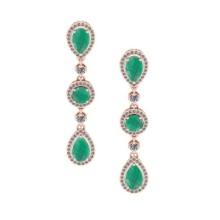 4.93 CtwVS/SI1 Emerald And Diamond 14K Rose Gold Dangling Earrings( ALL DIAMOND ARE LAB GROWN )