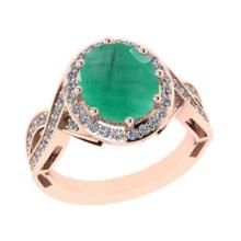 2.90 Ctw VS/SI1 Emerald and Diamond 14K Rose Gold Vintage Style Ring (ALL DIAMOND ARE LAB GROWN DIAM