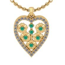 0.30 Ctw VS/SI1 Emerald And Diamond 14K Yellow Gold Necklace (ALL DIAMOND ARE LAB GROWN )