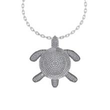 3.55 Ctw VS/SI1 Diamond 14K White Gold Lucky turtle Necklace (ALL LAB GROWN ARE DIAMOND)