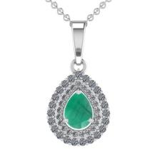 3.09 Ctw VS/SI1 Emerald and Diamond 14K White Gold Necklace (ALL DIAMOND ARE LAB GROWN )
