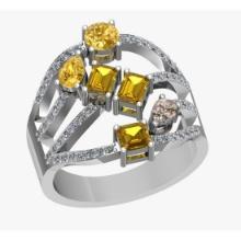 2.21 Ctw VS/SI1 Fancy Natural Yellow Brown and white Diamond 14K White Gold Engagement Ring