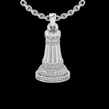 0.38 Ctw VS/SI1 Diamond 14K White Gold Chess theme Necklace (ALL DIAMOND ARE LAB GROWN )
