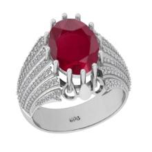5.06 Ctw VS/SI1 Ruby And Diamond 14K White Gold Engagement Ring