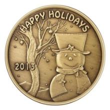 Christmas Bronze 2013 Happy Holidays Snowman with Top Hat 1oz X-3
