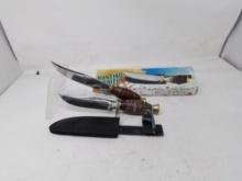 2 Hunting knives (1 in box with sheath)