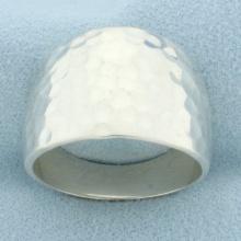 Mens Hammered Finish Ring In Sterling Silver