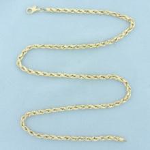 20 Inch Rope Link Chain Necklace In 10k Yellow Gold