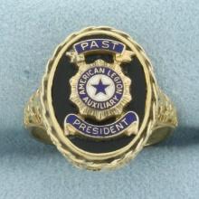 Vintage American Legion Auxiliary Past President Ring In 10k Yellow Gold