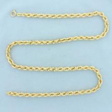 Italian 20 Inch Rope Link Chain Necklace In 14k Yellow Gold
