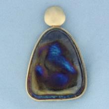 Dichroic Stained Glass Statement Pendant In 14k Yellow Gold
