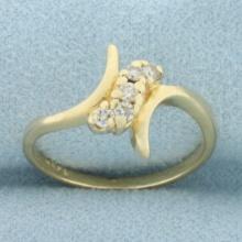 Diamond Bypass Design Ring In 14k Yellow Gold