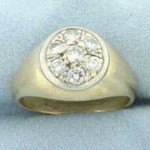 Mens Pave Diamond Ring In 14k Yellow Gold