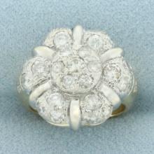 Flower Design Diamond Ring In 18k Yellow And White Gold