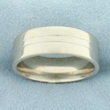 Mens Designer Diana Banded Wedding Band Ring In 14k White Gold