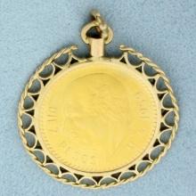 1959 Diez Pesos Gold Coin Pendant Or Charm In 14k Yellow Gold Bezel