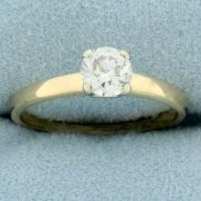 Vintage Old European Cut Diamond Solitaire Engagement Ring In 14k Yellow Gold