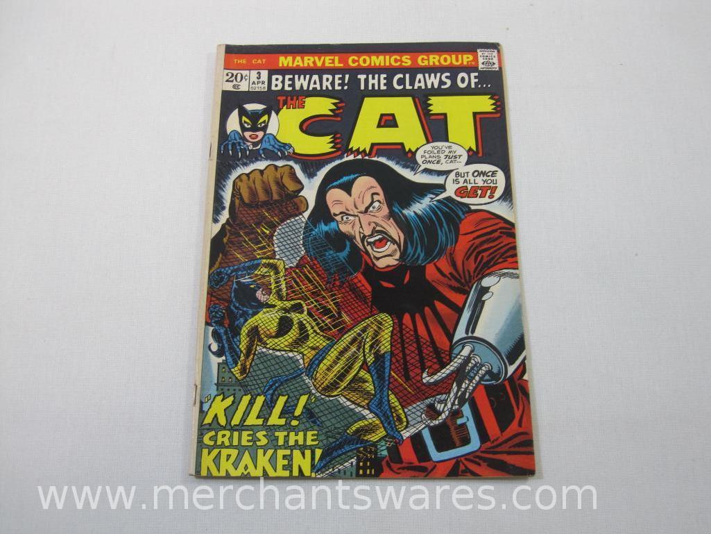 The Cat, Three Marvel Comics Group Issues No. 2, 3, 4, Jan, Apr, June 1973, 6 oz