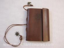 Leather Notebook with Compass Design, 5 oz